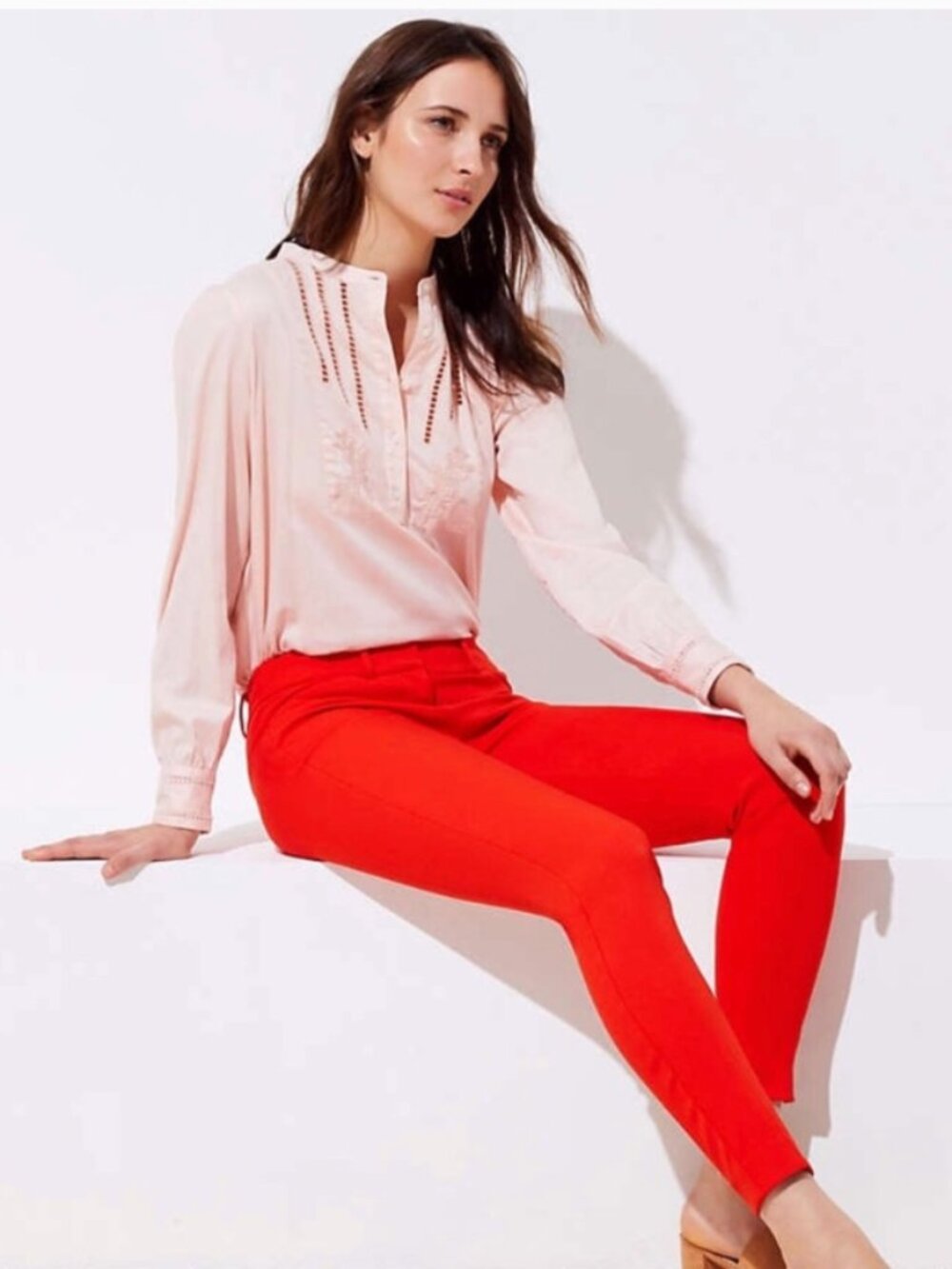 LOFT Women's Marisa Skinny Ankle Pants - Red- Size 6